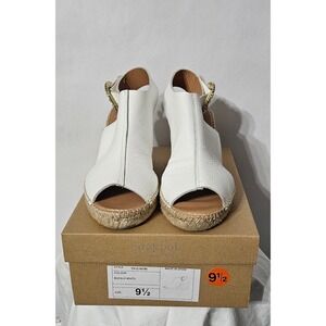 Maypol Nemi White Espadrille Wedge Sandals Rhinestones Buckle Size 9.5